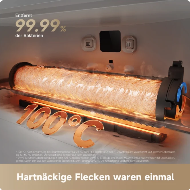 Automatische Selbstreinigung der Rolle bei 100 °C